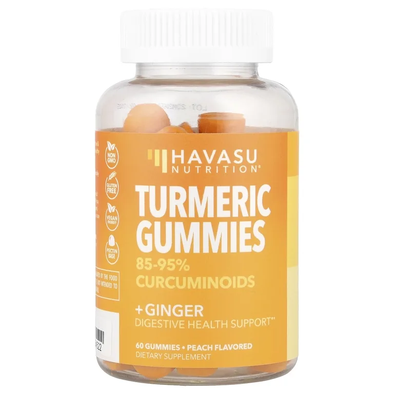 Havasu Nutrition, жевательная добавка с куркумой и имбирем, со вкусом персика, 60 жевательных таблеток