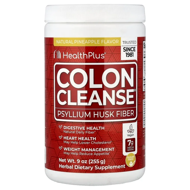 Health Plus, Клетчатка из шелухи семян подорожника, натуральный ананас, 255 г (9 унций)