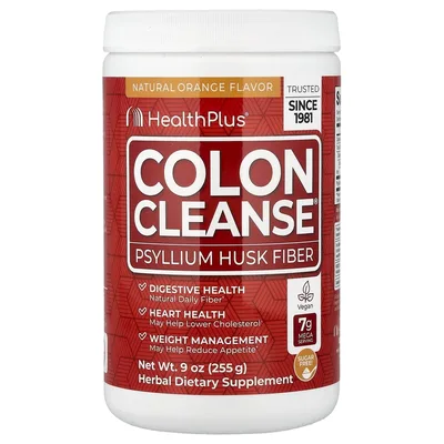 Health Plus, Клетчатка из шелухи семян подорожника, со вкусом натурального апельсина, 255 г (9 унций)