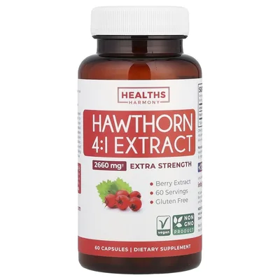 Healths Harmony, экстракт боярышника (4:1), 665 мг, 60 капсул