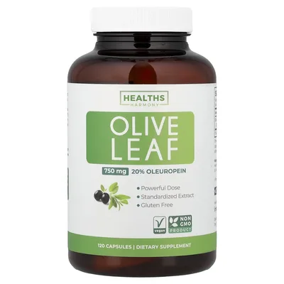 Healths Harmony, Листья оливкового дерева, 750 мг, 120 капсул