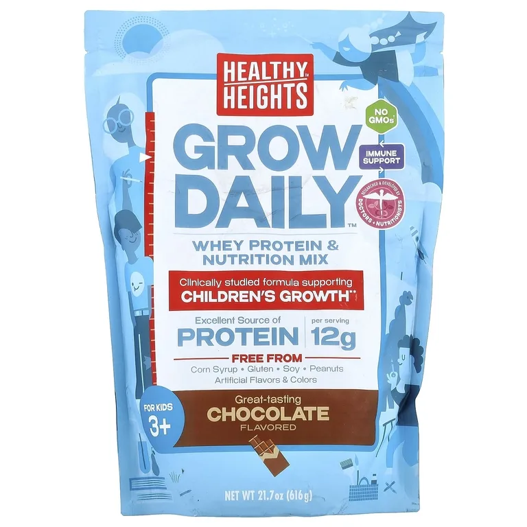 Healthy Heights, Grow Daily, смесь сывороточного белка и питательных веществ для детей 3 и старше, шоколад, 616 г