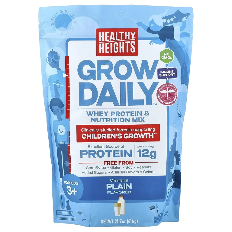Healthy Heights, Grow Daily™ смесь сывороточного протеина и питания, для детей от 3 лет, простой продукт, 616 г (21,7 унции)