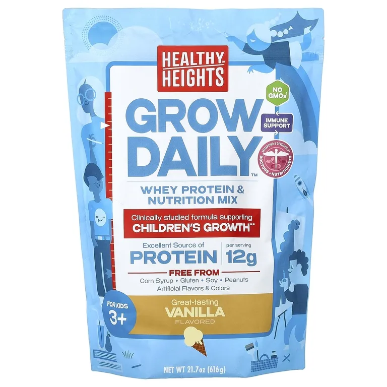 Healthy Heights, Grow Daily, смесь сывороточного протеина и питательной смеси Grow Daily, для детей от 3 лет, ваниль, 616 г (21,7 унции)