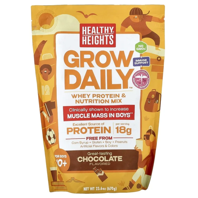 Healthy Heights, Grow™ Daily, сывороточный протеин и питательная смесь для мальчиков 10 лет и старше, шоколад, 670 г