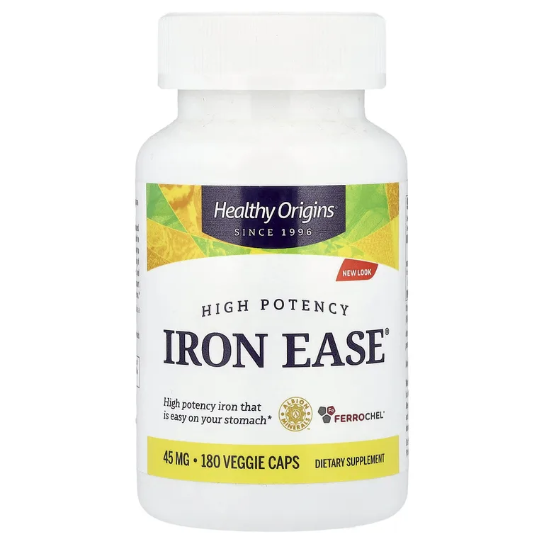 Healthy Origins, Iron Ease®, 45 мг, 180 растительных капсул