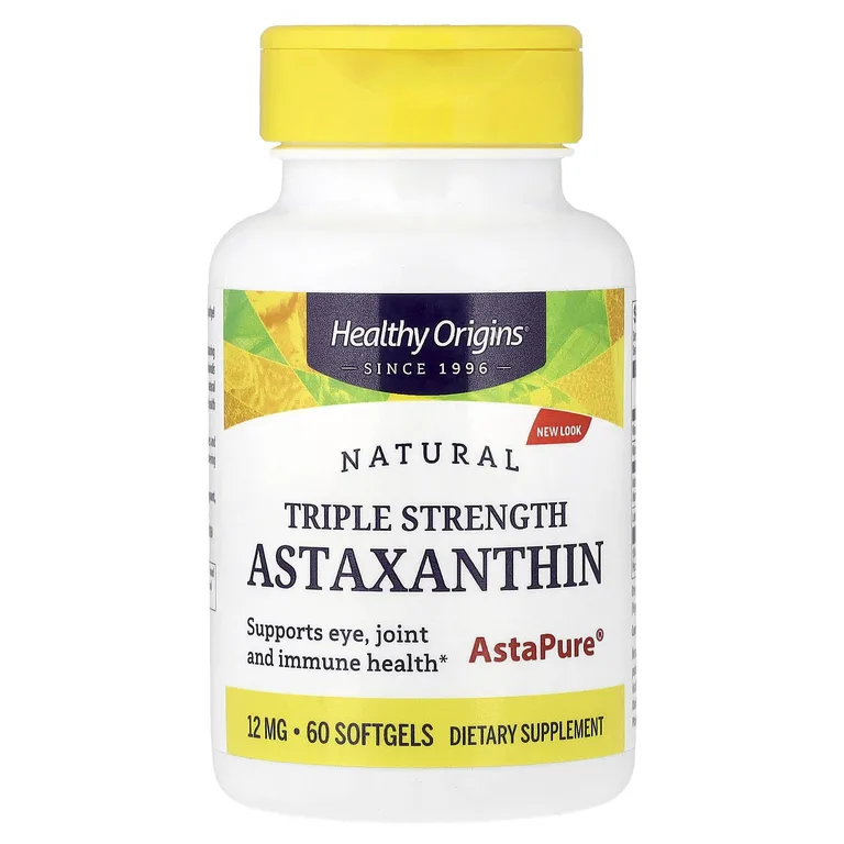 Healthy Origins, натуральный астаксантин, тройная сила, 60 капсул