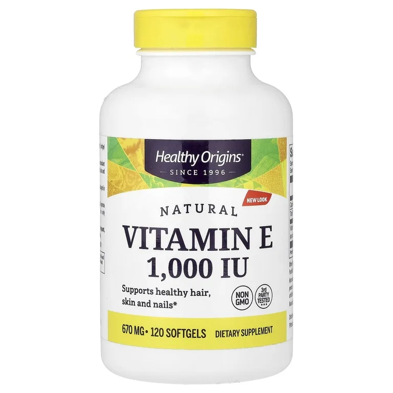 Healthy Origins, натуральный витамин E, 670 мг (1000 МЕ), 120 капсул