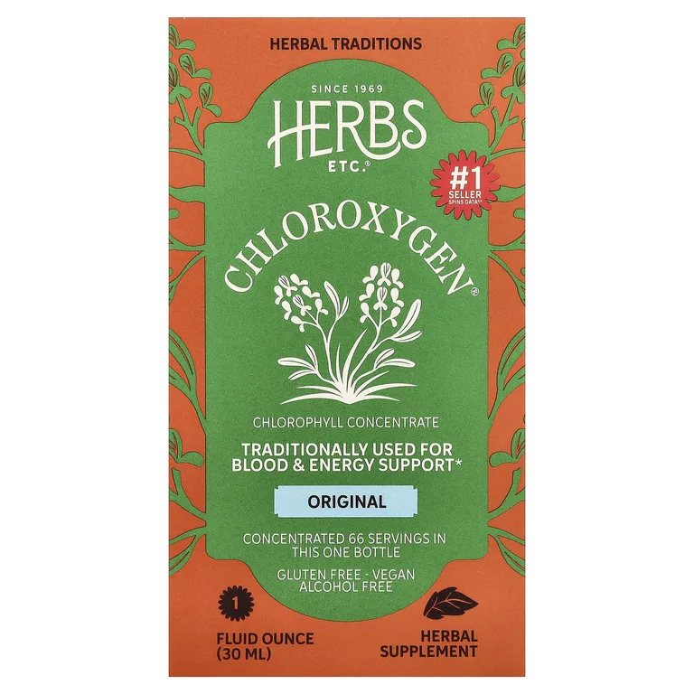 Herbs Etc., концентрат хлорофилла, без спирта, 30 мл (1 жидк. унция)