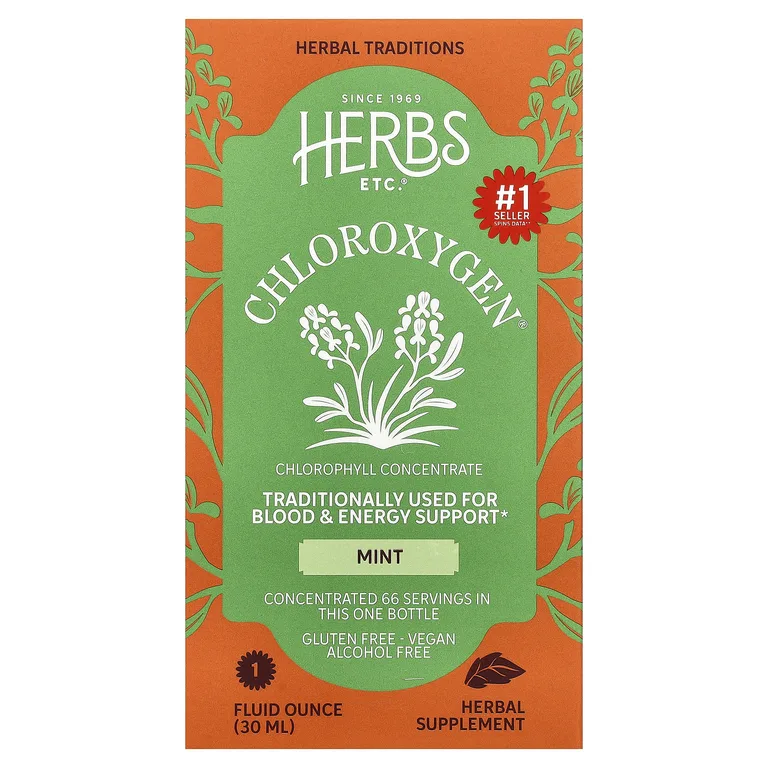 Herbs Etc., концентрат хлорофилла, без спирта, мята, 30 мл (1 жидк. Унция)