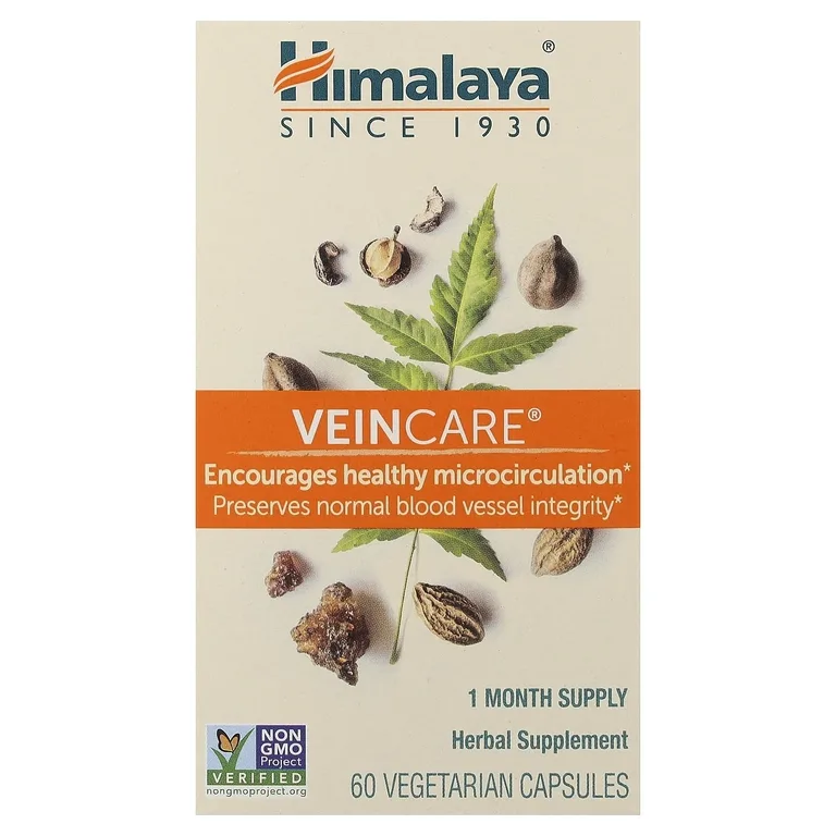 Himalaya, растительный комплекс для поддержки нормального кровообращения и стабильности вен, 60 вегетарианских капсул
