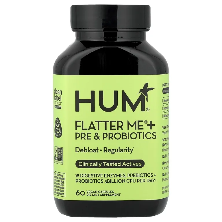 HUM Nutrition, Flatter Me®, пребиотики и пробиотики, 60 веганских капсул