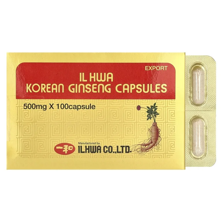 Ilhwa, корейский женьшень, 500 мг, 100 капсул