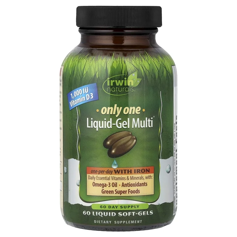 Irwin Naturals, мультивитамин, с железом, 60 желатиновых капсул