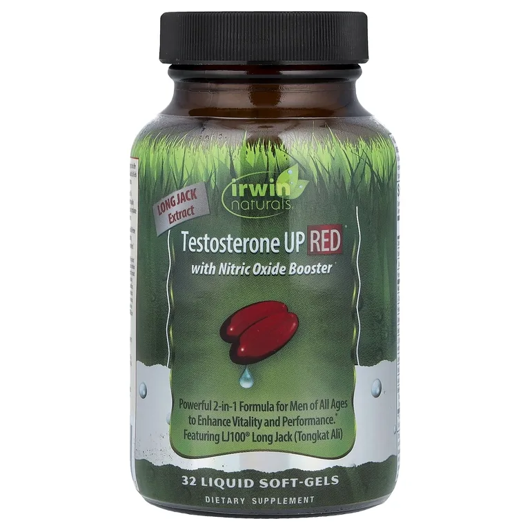 Irwin Naturals, Testosterone UP Red® с усилителем оксида азота, 32 жидких капсулы