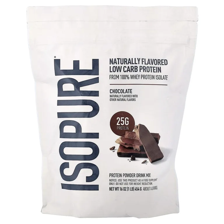 Isopure, низкоуглеводный протеин, шоколадный вкус, 454 г (1 фунт)