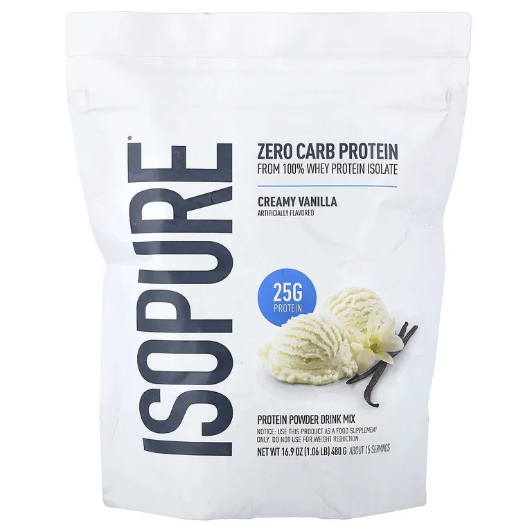 Isopure, протеиновая смесь для приготовления напитка без углеводов, со вкусом ванили, 480 г (1,06 фунта)