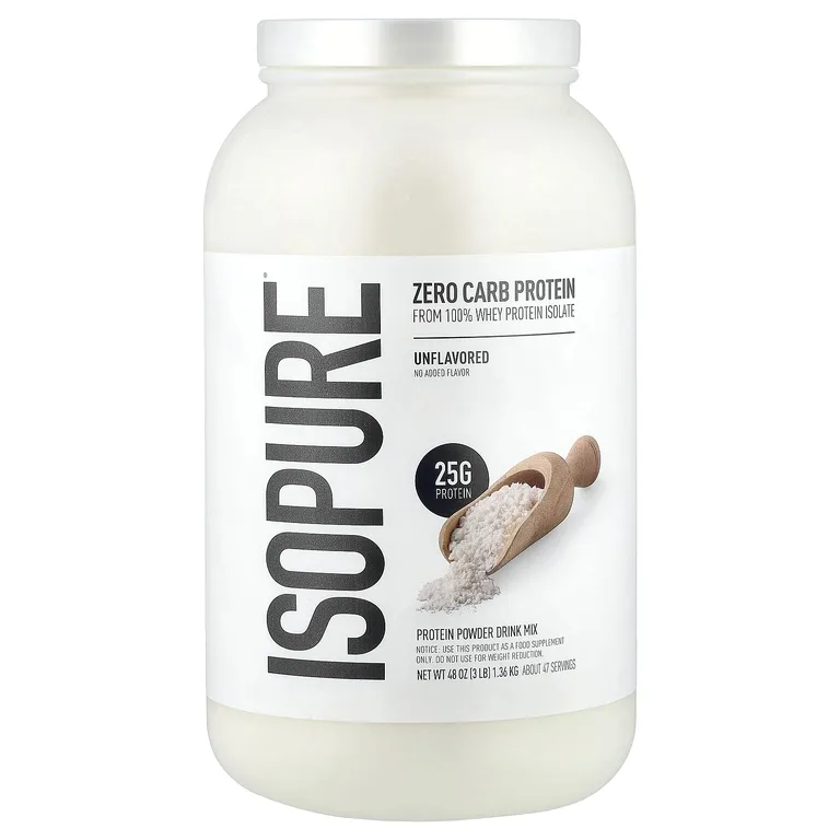 Isopure, протеиновый порошок без углеводов, без добавок, 1,36 кг (3 фунта)