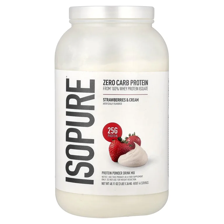 Isopure, Протеиновый порошок без углеводов, клубника со сливками, 1,36 кг