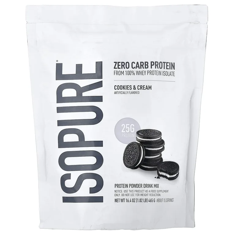 Isopure, протеиновый порошок без углеводов, печенье и крем, 465 г (1,02 фунта)