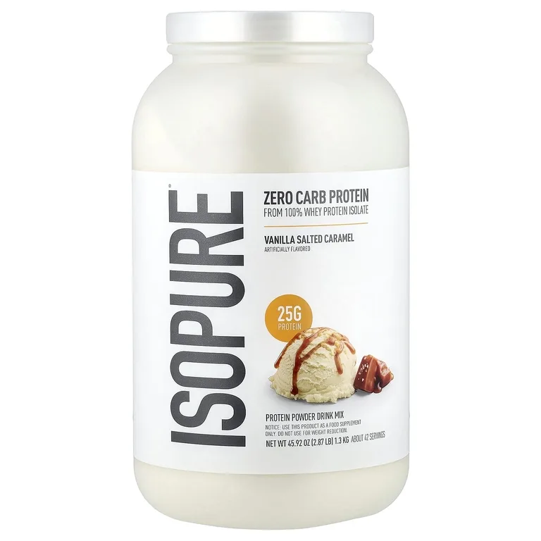 Isopure, Протеиновый порошок без углеводов, ваниль, солёная карамель и карамель, 1,3 кг (2,87 фунта)