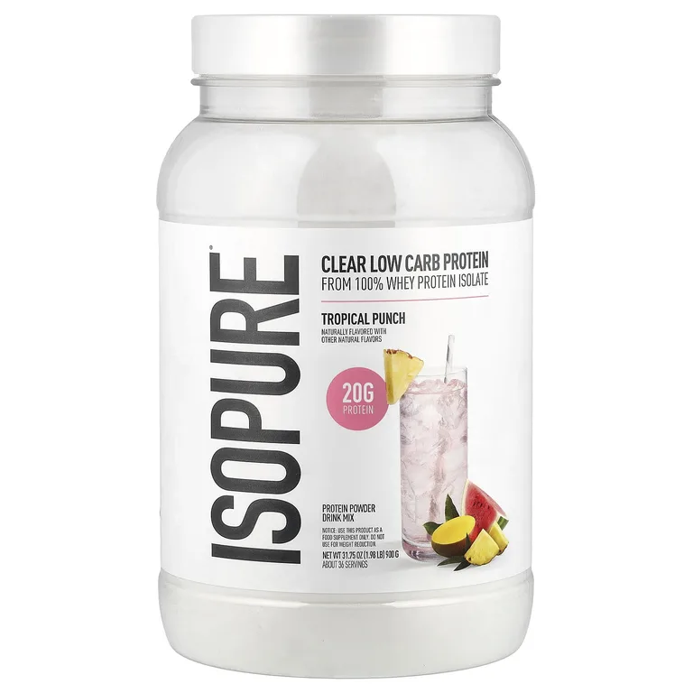 Isopure, протеиновый порошок, со вкусом тропического пунша, 900 г (1,98 фунта)