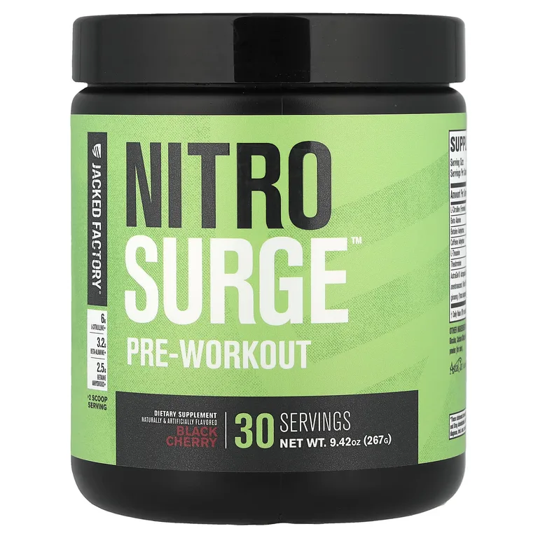 Jacked Factory, Nitro Surge, предтренировочный комплекс, чёрная вишня, 267 г (9,42 унции)