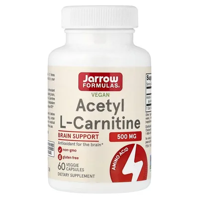 Jarrow Formulas, ацетил-L-карнитин, 500 мг, 60 растительных капсул