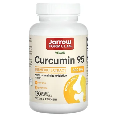 Jarrow Formulas, куркумин 95, экстракт куркумы, 500 мг, 120 растительных капсул