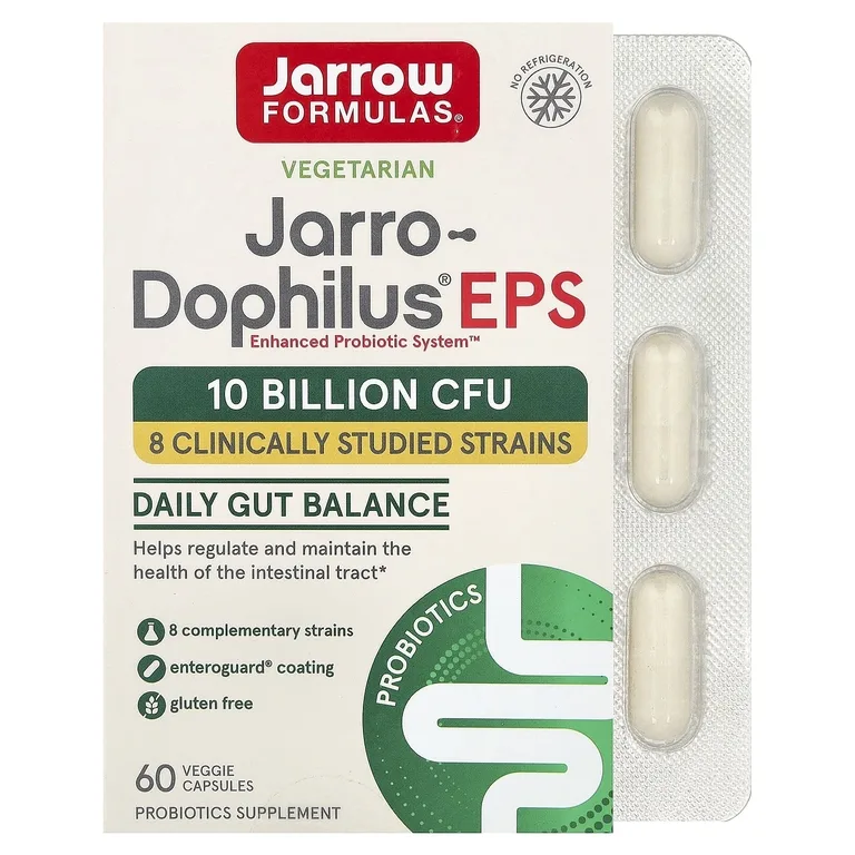 Jarrow Formulas, пробиотический комплекс Jarro-Dophilus®, 60 растительных капсул (5 млрд КОЕ в 1 капсуле)