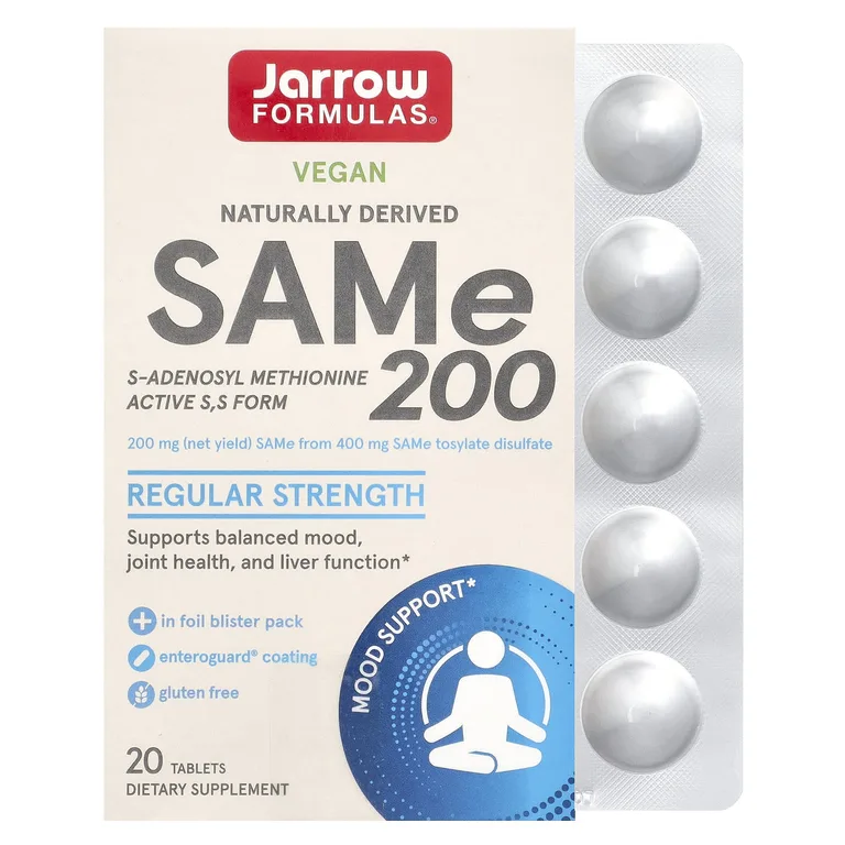Jarrow Formulas, S-аденозилметионин, 200 мг, 20 таблеток