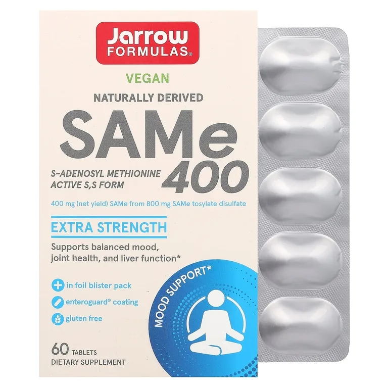 Jarrow Formulas, S-аденозилметионин, 400 мг, 60 таблеток