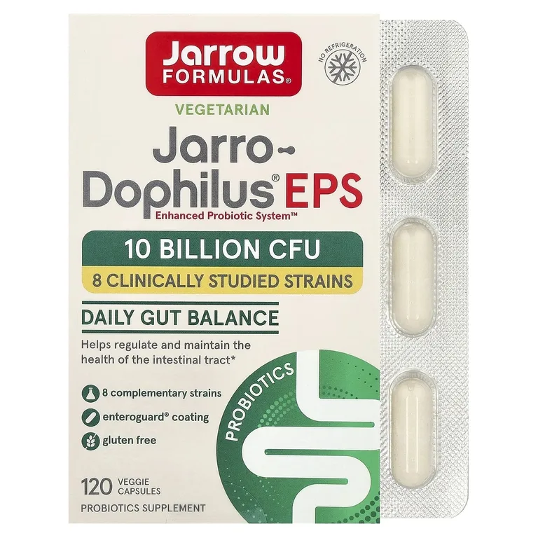 Jarrow Formulas, смесь 8 штаммов пробиотиков, 120 растительных капсул (5 млрд в 1 капсуле)