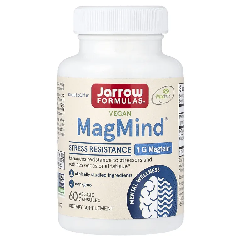 Jarrow Formulas, веганский MagMind®, средство для защиты от стресса, 60 растительных капсул