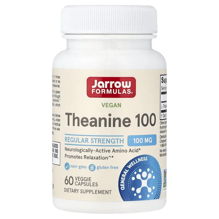 Jarrow Formulas, веганский теанин 100, 100 мг, 60 растительных капсул
