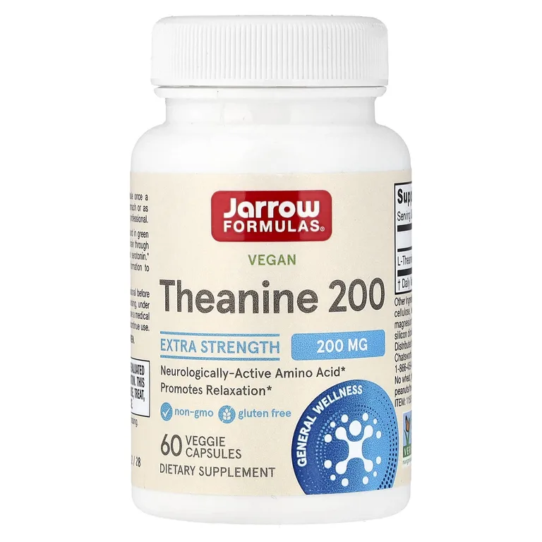 Jarrow Formulas, веганский теанин 200, 200 мг, 60 растительных капсул