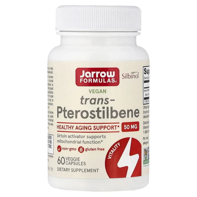 Jarrow Formulas, веганский транс-птеростильбен, 50 мг, 60 растительных капсул