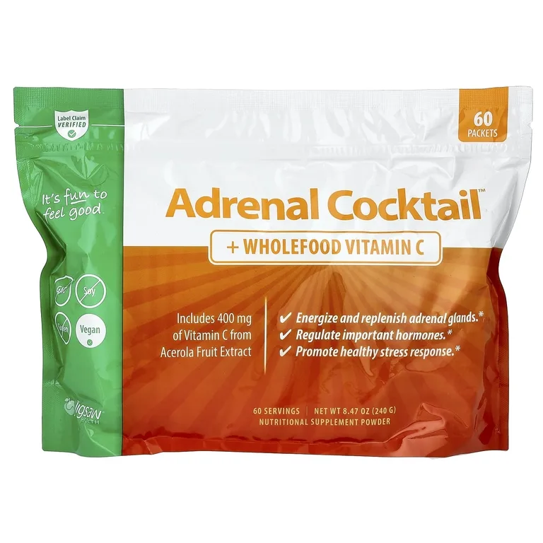 Jigsaw Health, Adrenal Cocktail™ + цельнопищевой витамин C, 60 пакетиков по 4 г