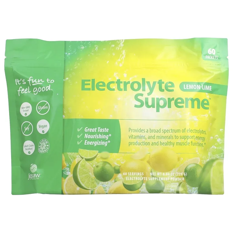 Jigsaw Health, Electrolyte Supreme™ с лимоном и лаймом, 60 пакетиков по 3,8 г