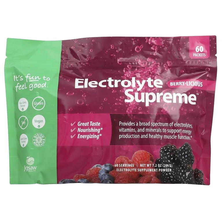 Jigsaw Health, Electrolyte Supreme™ с ягодами и ягодами, 60 пакетиков по 3,4 г