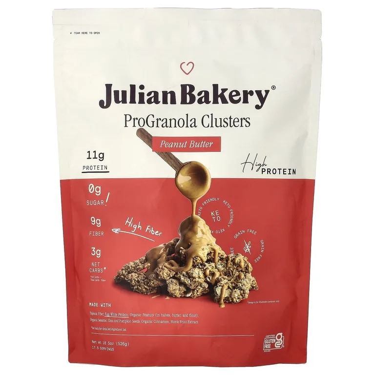 Julian Bakery, ProGranola Clusters, протеиновая гранола, арахисовая паста, 526 г