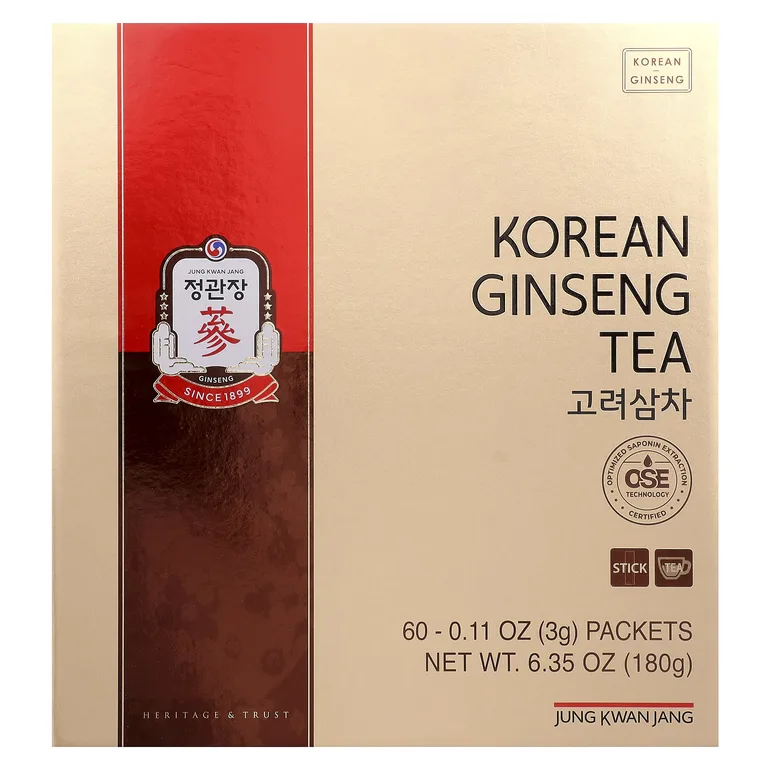 JungKwanJang, Чай с корейским женьшенем, 60 пакетиков по 3 г (0,11 унции)