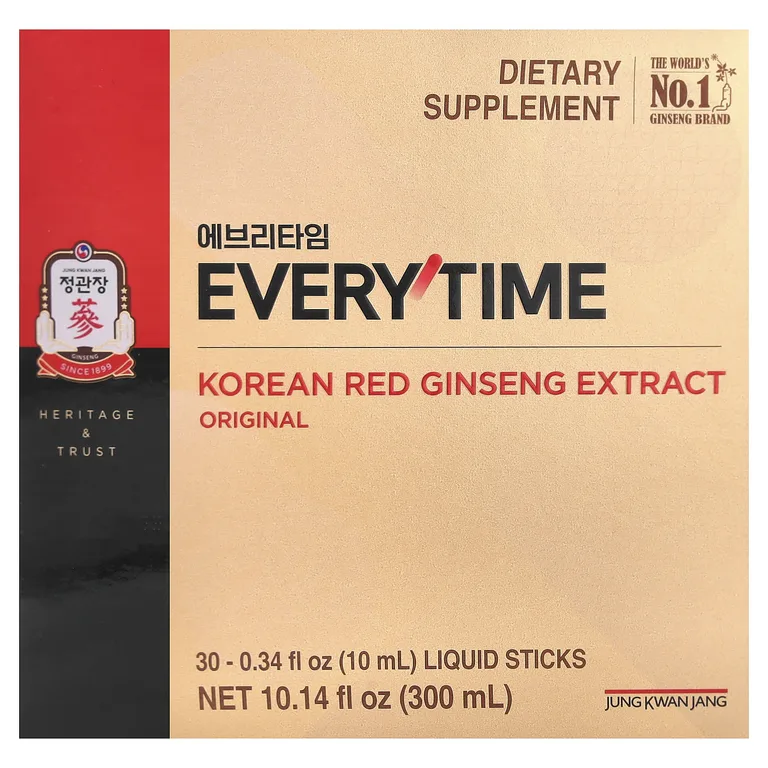JungKwanJang, Экстракт корейского красного женьшеня, Everytime, оригинальный, 30 жидких стиков по 10 мл (0,34 жидк. Унции)