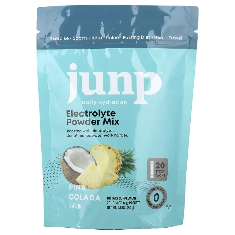 JUNP Hydration, электролитная порошковая смесь, «Пина колада», 20 пакетиков по 4 г (0,14 унции)