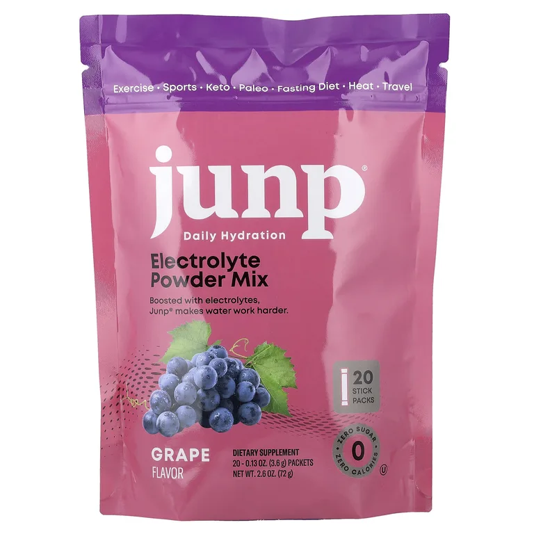 JUNP Hydration, электролитная порошковая смесь, со вкусом винограда, 20 пакетиков по 3,6 г (0,13 унции)