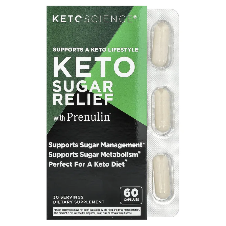 Keto Science, Keto Sugar Relief, с Prenulin™, 60 капсул