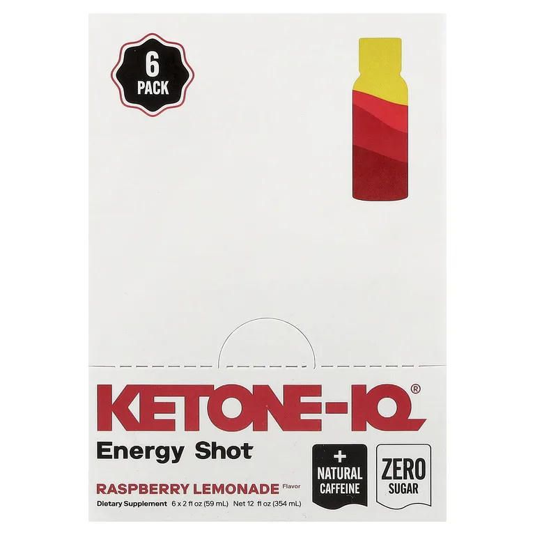 Ketone-IQ, Energy Shot, малиновый лимонад, 6 флаконов по 59 мл (2 жидк. унции)