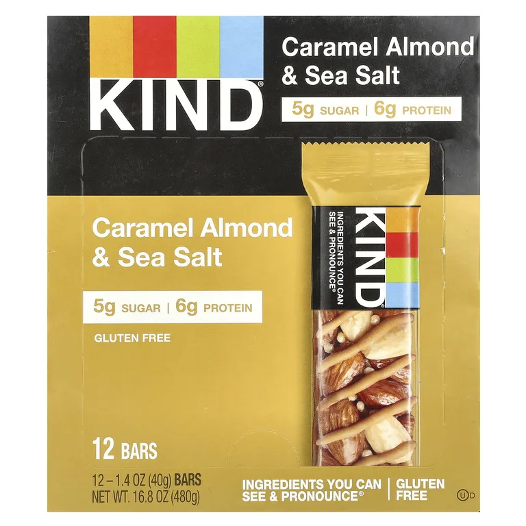 KIND Bars, батончики с карамелью, миндалем и морской солью, 12 батончиков, весом 40 г (1,4 унции) каждый