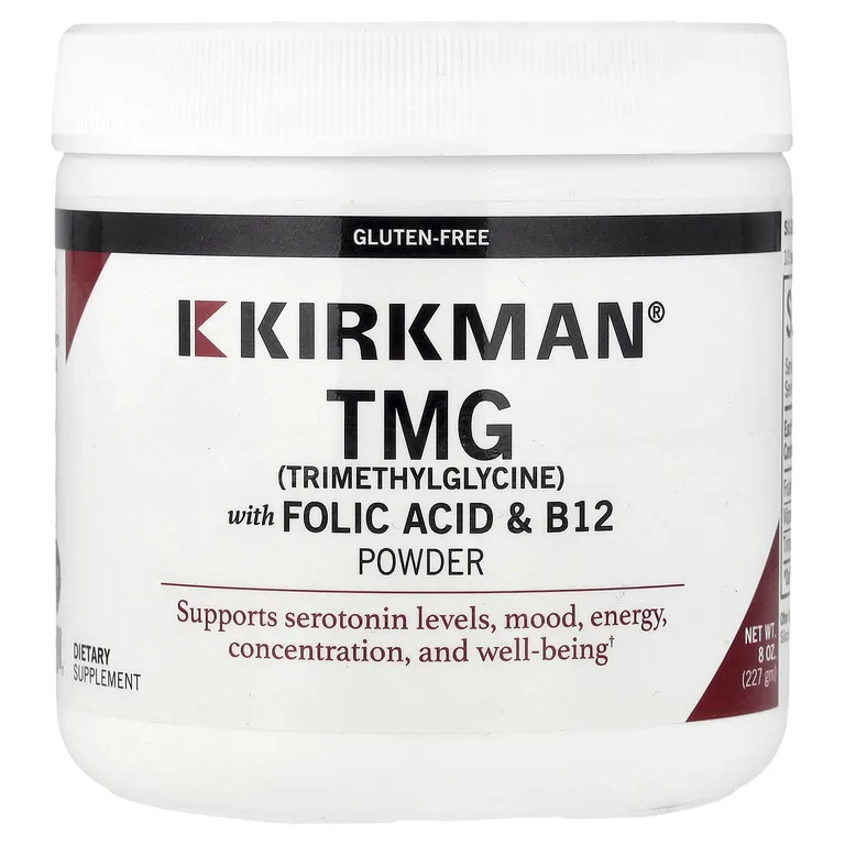 Kirkman Labs, ТМГ с фолиевой кислотой и витамином B12 в порошке, 227 г (8 унций)