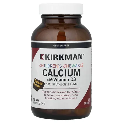 Kirkman Labs, жевательный кальций с витамином D3 для детей, со вкусом шоколада, 120 таблеток